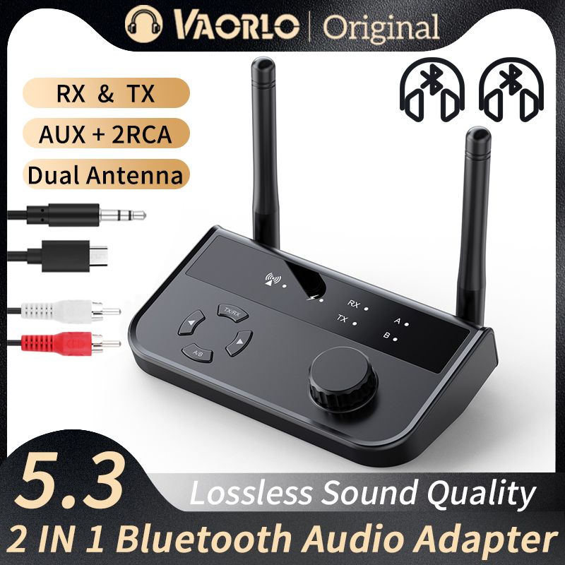 2-in-1 Bluetooth 5.3 audio-ontvanger zender 3,5 mm Aux-aansluiting RCA stereo muziek draadloze adapter dongle voor tv auto pc-hoofdtelefoon