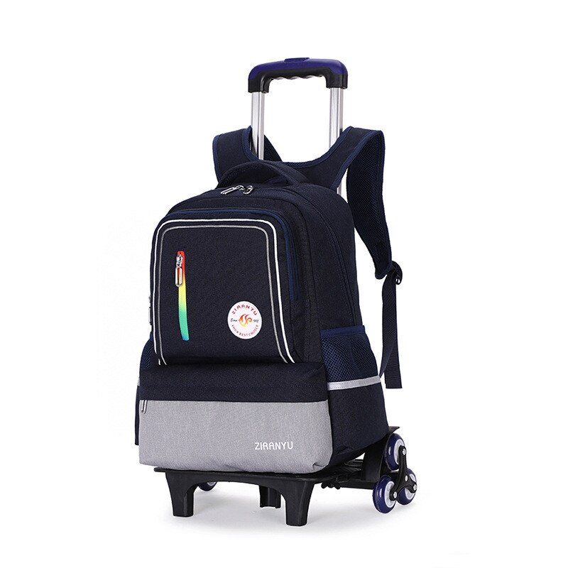 Abnehmbare Kinder Schule Taschen für Mädchen Junge Schule Rucksack Mit 2/6 Räder Trolley Rucksack Kinder Gepäck Tasche Reise Rucksack: 6 wheels gray