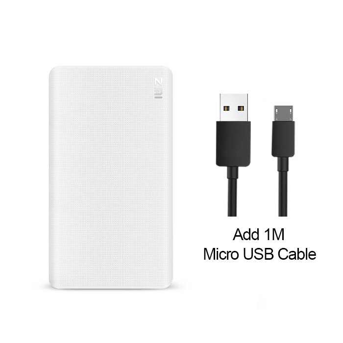 ZMI 5000 mAh Powerbank external battery portable charging Two-way QuickCharge QC 2.0 mini Power Bank for iOSAndroid phone: Add Micro USB Cable