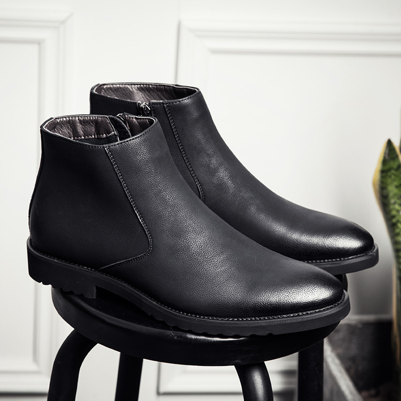 Botas de estilo Chelsea para hombre, Botines de Cuero suaves a la , estilo británico, calzado de , negro, A235