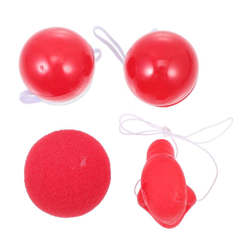 4 Stuks Decoratieve Clown Neuzen Schattige Rode Neuzen Party Cosplay Neus Props: Default Title