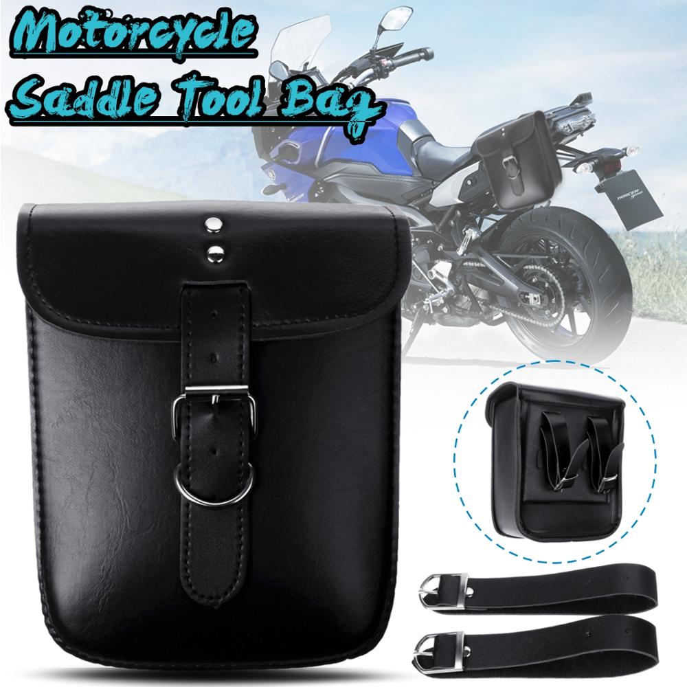 Bolsa de herramientas para motocicleta Softail/Dyna, alforjas de viaje, maletas, equipaje con remaches, Calavera, impermeable, color negro, 1 Juego: 1xSimple