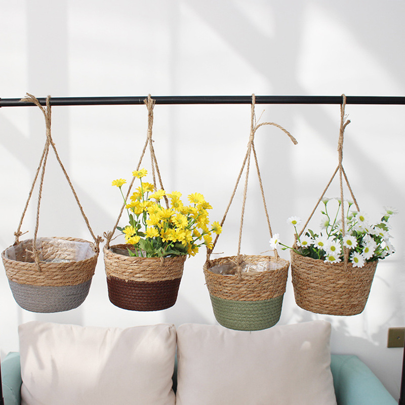 Tuin Hangende Plantenbak Macrame Plant Opbergmand Jute Touw Geweven Binnen Buiten Bloempot Houder Plantenhangers Home Decor
