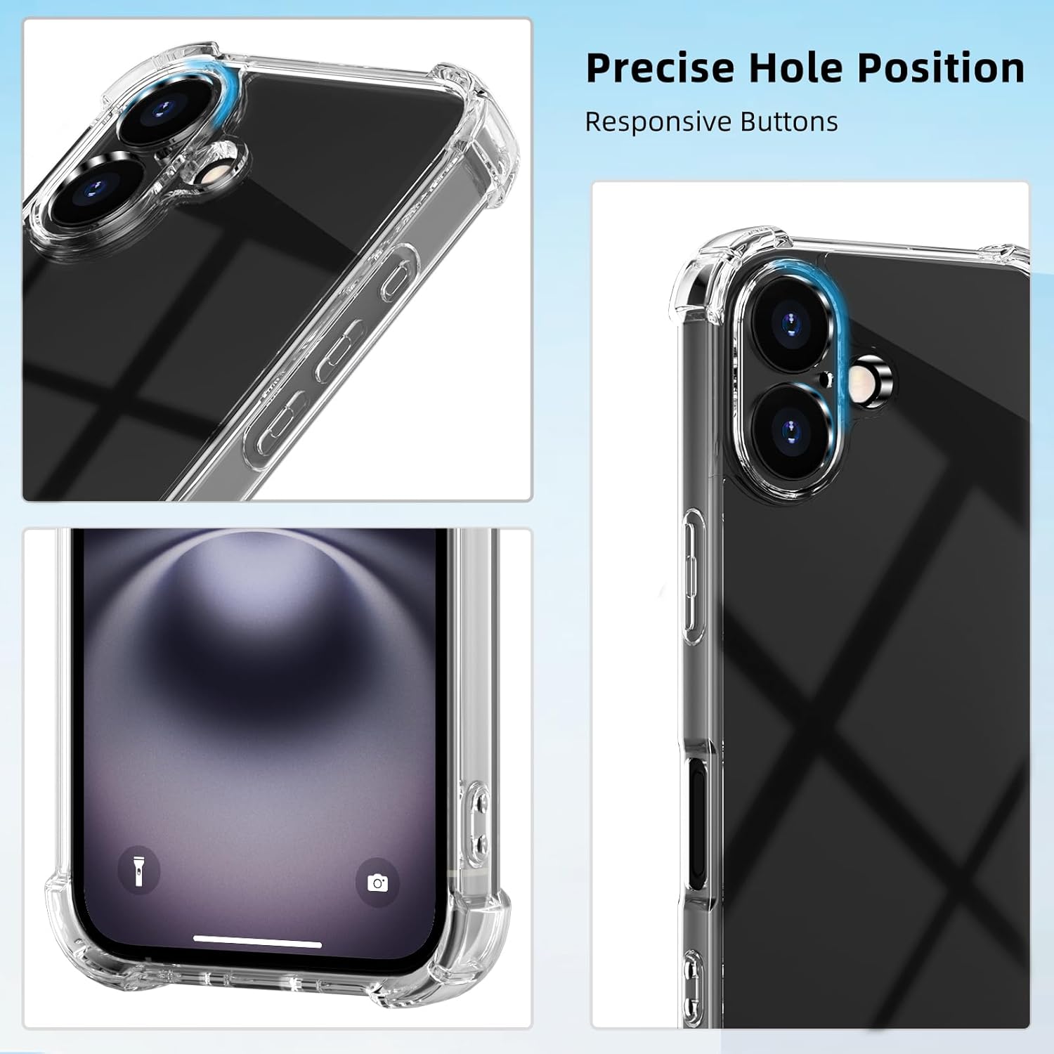 Esquinas a prueba de golpes funda transparente para iPhone 16E 16 E 15 Pro Max 14 Plus 13 Mini 12 11 X XS XR SE 2022 accesorios de cubierta