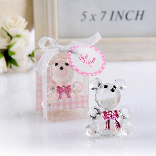 10 Pcs Mini Bear Crystal Baby Shower Boy Girl Baptism Party Souvenir Newborn Baby Box Crystal Wedding Favors