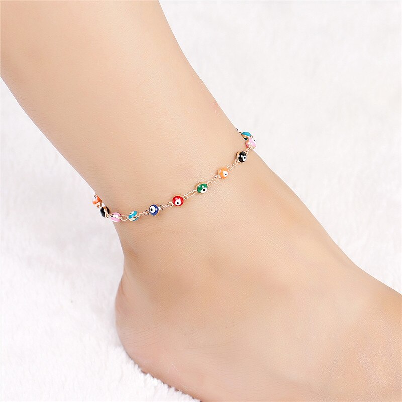 Religieuze Turkse Eye Enkelband Voor Vrouwen Goud/Zilver Kleur Ketting Boze Oog Enkelbanden Armbanden Op De Been Vrouwelijke sieraden