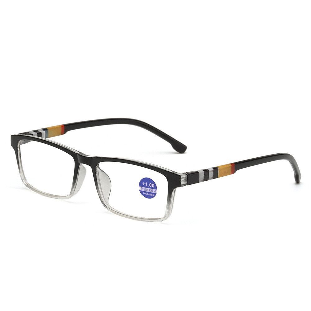 Gafas de lectura multifocales con luz azul, lentes cuadradas con bloqueo de rayos azules, progresivas, cerca del lejano, protección ocular ultraligera: Gris / + 125