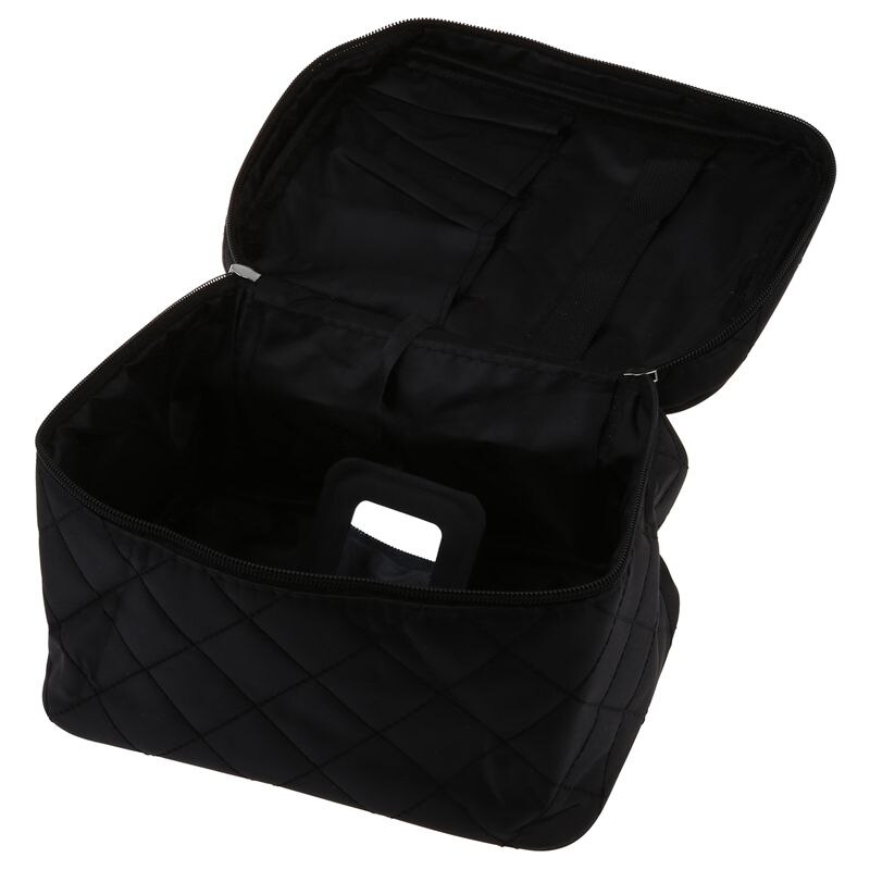 Nouvelle fermeture éclair cosmétique stockage maquillage sac poignée Train Case sac à main-M noir