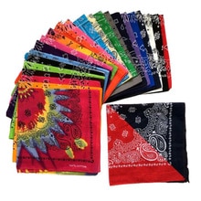 Mode Hip Hop 100% Katoen Bandana Vierkante Sjaal 55Cm * 55Cm Zwart Rood Paisley Hoofdband Gedrukt Voor vrouwen Mannen Jongens Meisjes