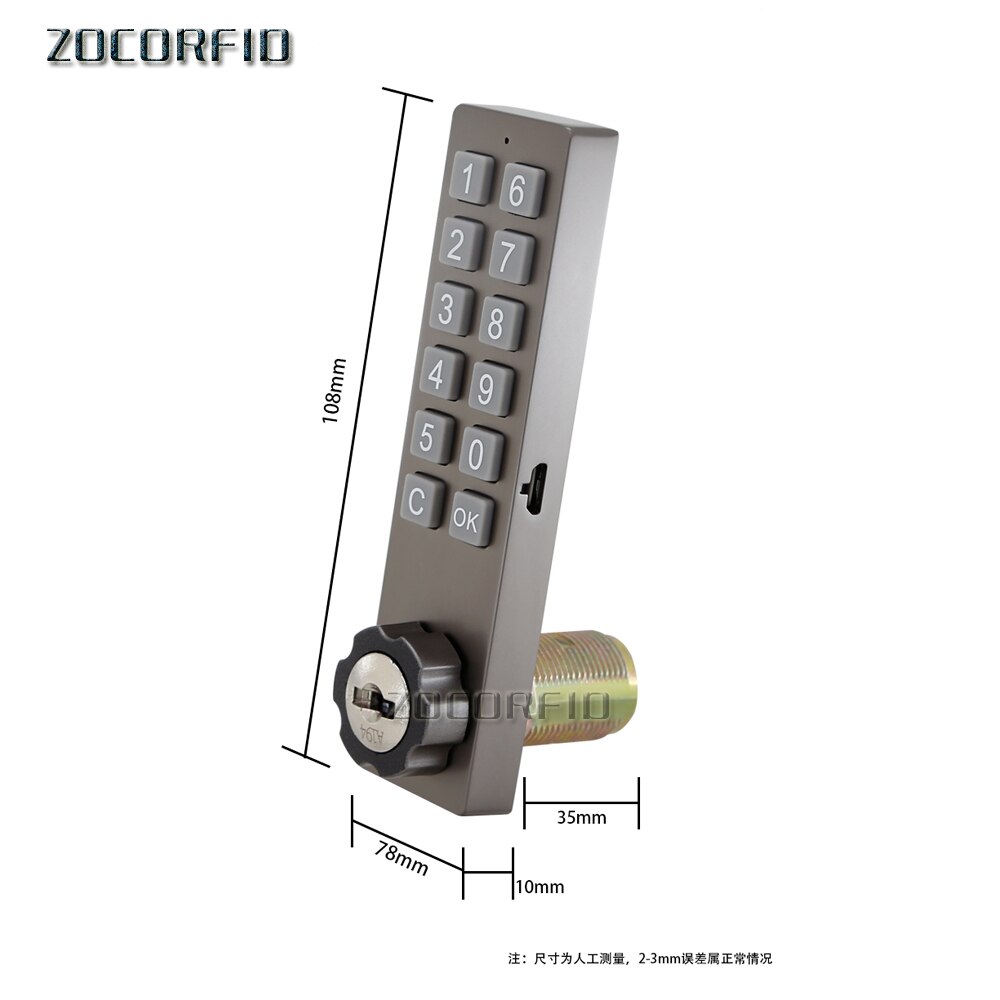 Lithium battery Electronic cabinet panel password lock Digital electronic smart cabinet lock password keypad electronic lock