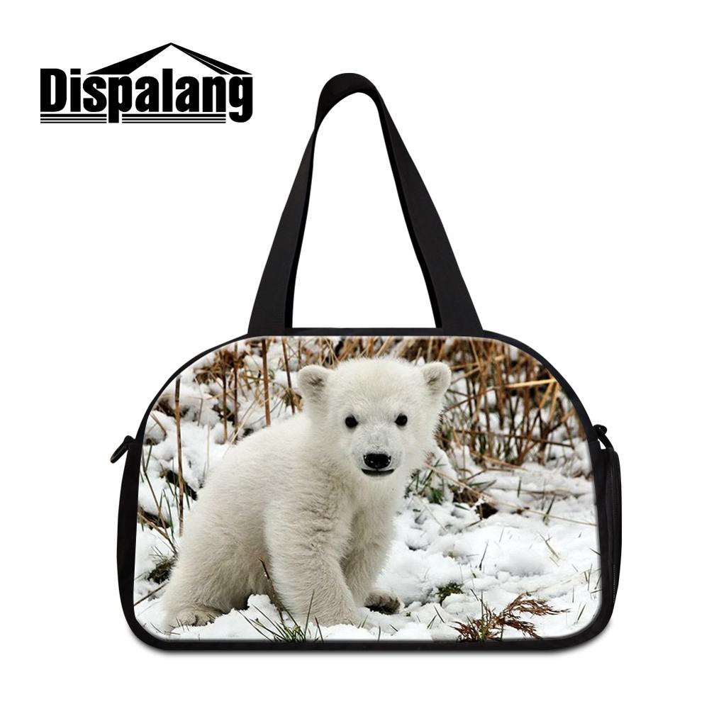 Saco de viagem bonito saco de viagem urso polar impressão grande tote de viagem na moda ombro duffle saco feminino padrão animal saco de bagagem meninas: Claro / Transparente