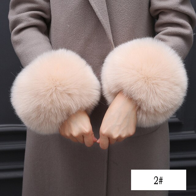 Oversized bont manchetten imitatie bont hand ring handschoenen winddicht manchetten set armband