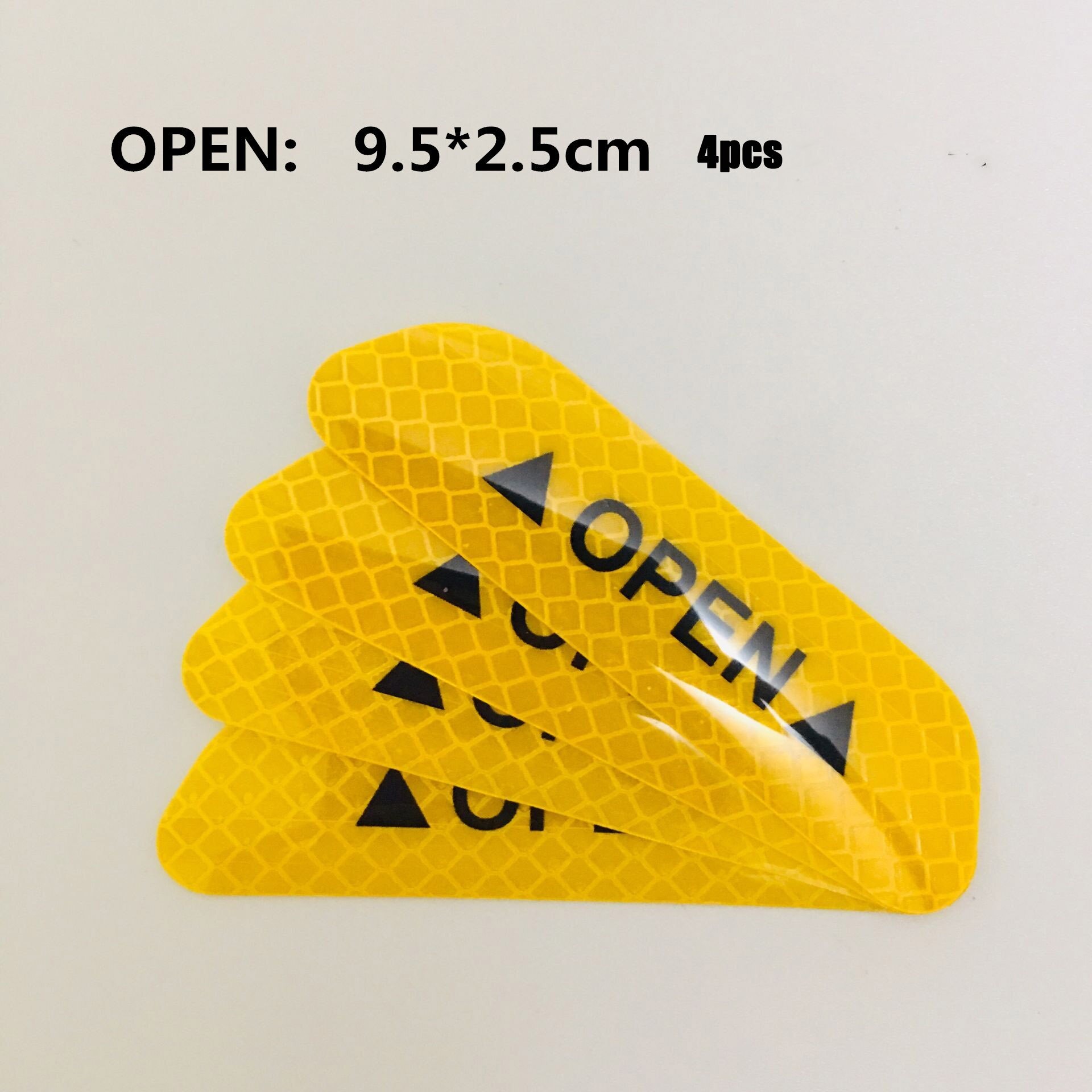 4Pcs/Set Car Door Stickers DIY Car OPEN Reflective Tape Warning Mark Reflective Open Notice Bicycle Accessories Exterior: Yellow