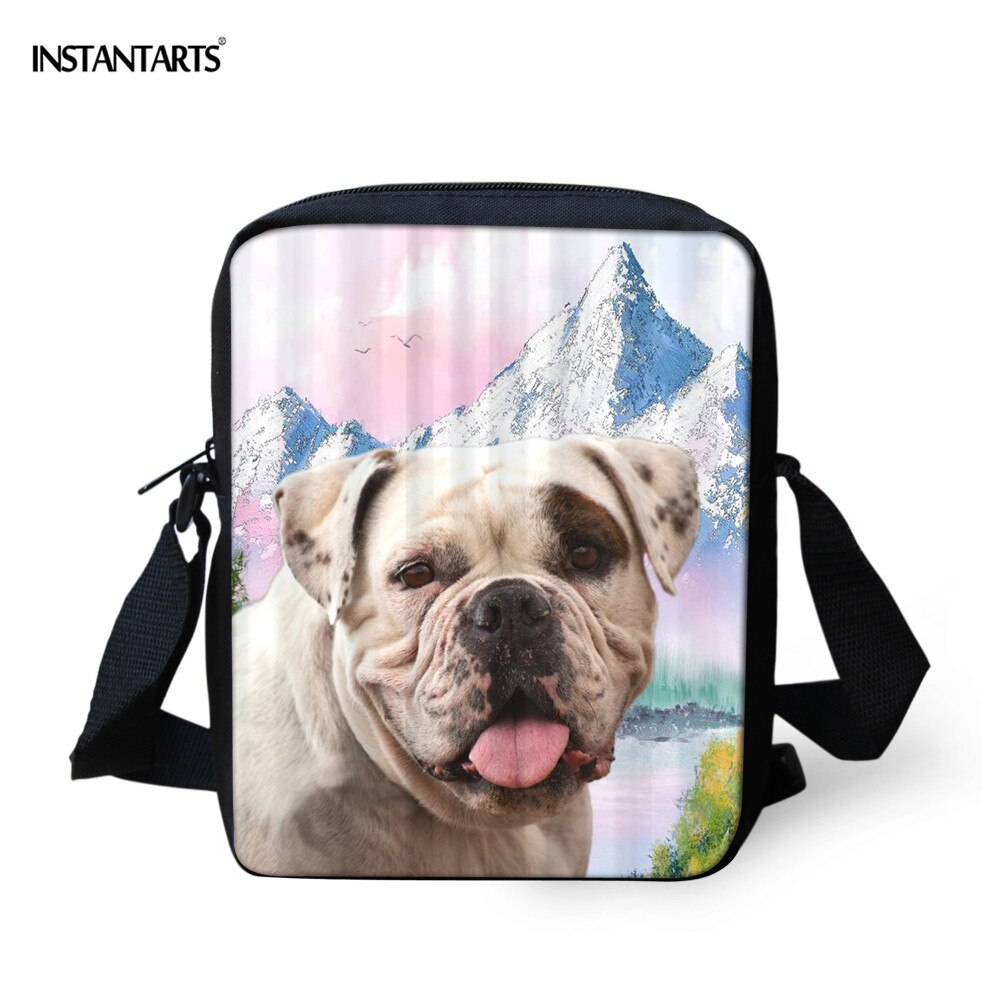 INSTANTARTS Bulldog américain impression 3D sacs d'école Mini sac messager à fermeture éclair maternelle étudiants cartable sacs à bandoulière