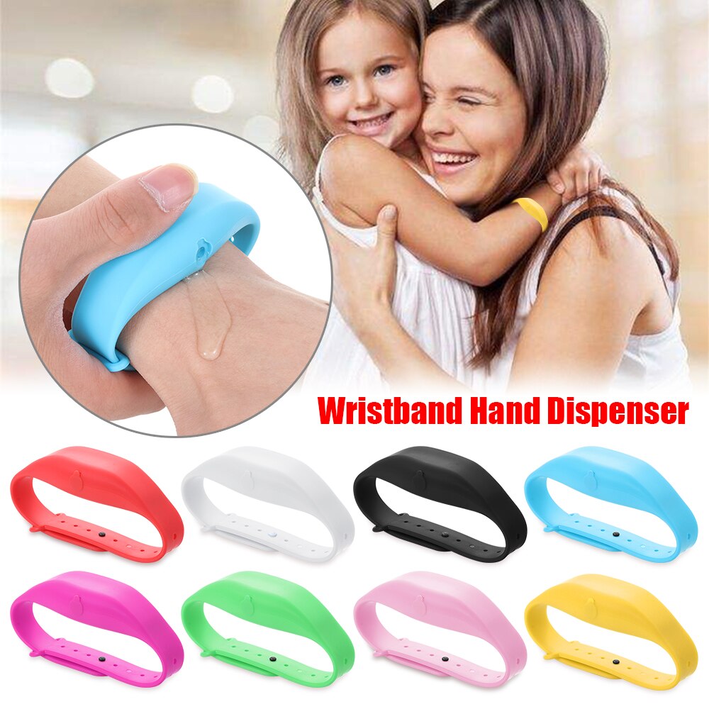 Dispensador portátil de silicona para viajes, para adultos y niños, Gel líquido para lavar a mano, pulsera con almacenamiento