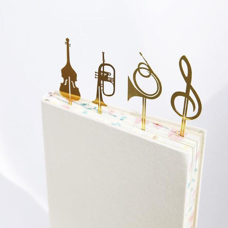 Instrumentos musicales occidentales de , marcapáginas de música creativos de Metal, marcapáginas para oficina, papelería de aprendizaje, de negocios