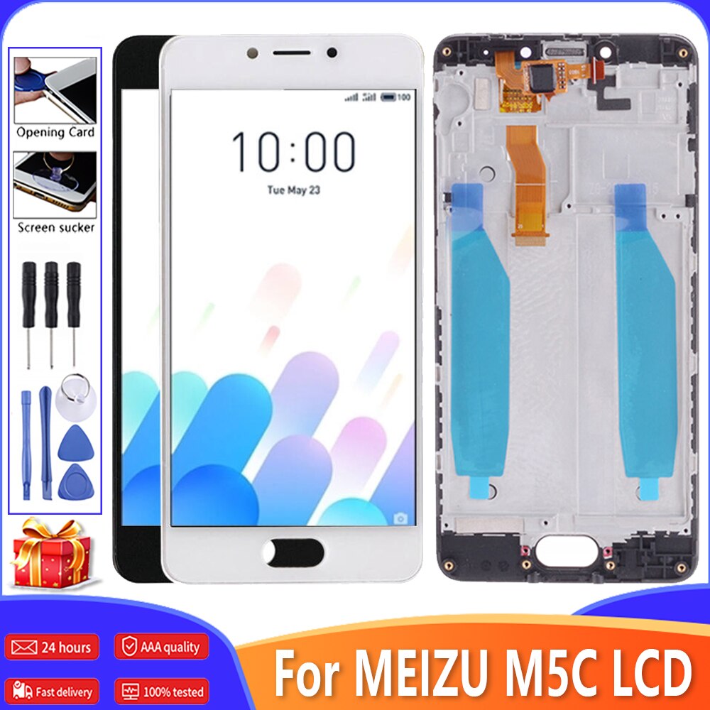 5.0" Original LCD Module For MEIZU M5C LCD Display Touch Screen AAA+++ Digitizer Assembly With Frame For MEIZU A5 m5c M710H LCD