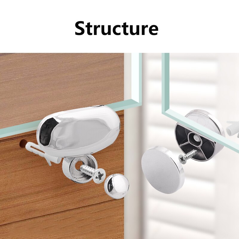 Clip de espejo sin marco para montaje en pared, abrazaderas de cristal, Clip de cristal para baño, espesor de soporte de espejos: 3-5mm, 4 Uds.