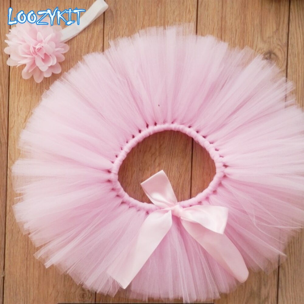 Meisje Tule Tutu Rok En Bloem Hoofdband Set Pasgeboren Fotografie Props Baby: Pink