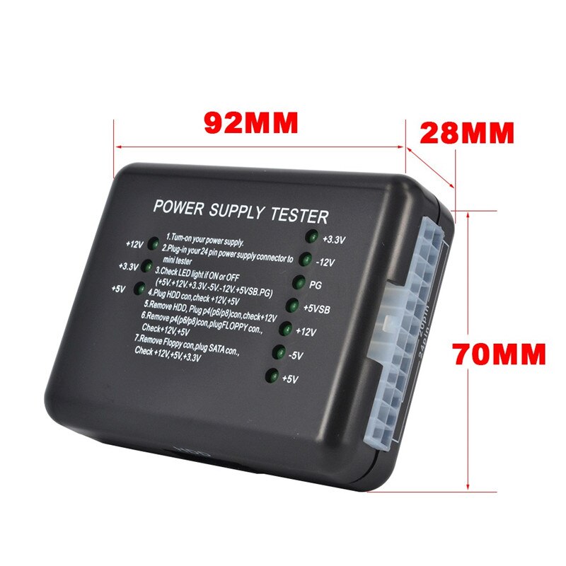 20/24 Pin for PSU ATX SATA HDD Power Supply Tester Checker Meter Measuring LED Indication Diagnostic Tool Testing for PC Compute