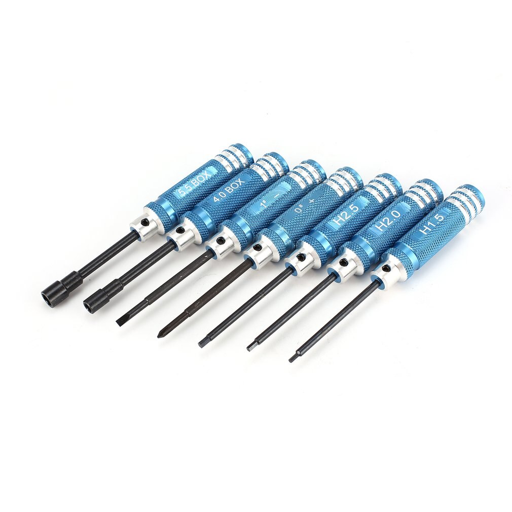 7Pcs Straight Cross 1.5 2.0 2.5mm Hex Screwdriver 4.0 5.5mm Sleeve Tools Nut Wrench Kit For RC Helicopter Car Aircraft Drone