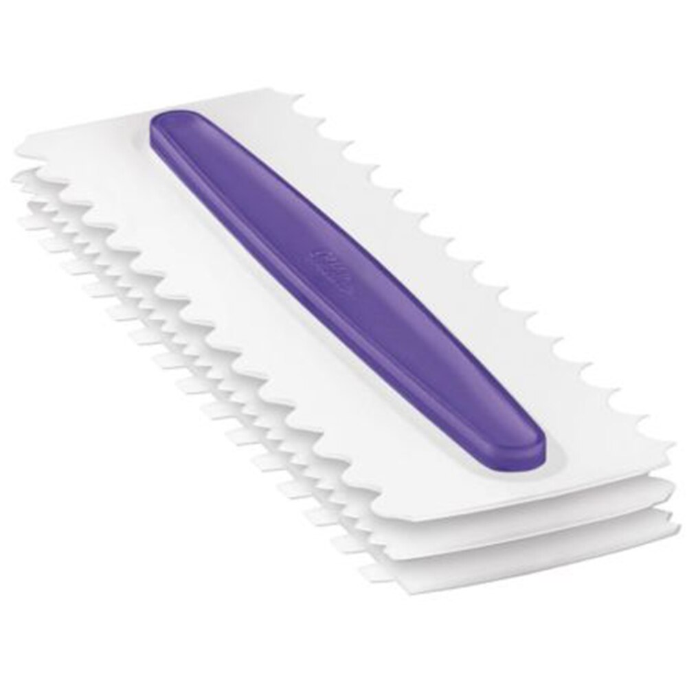 3 Pcs Pastry Icing Kam Set Plastic Cake Schraper 6 Texturen Fondant Spatels Bakvorm Taart Decoreren Gereedschappen Paars