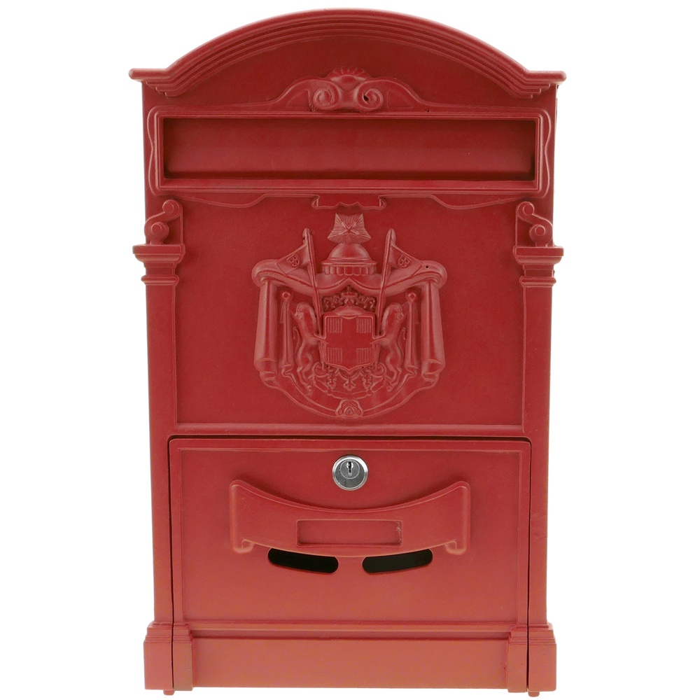 PrimeMatik - Buzón antiguo metálico para cartas y correo postal de color rojo