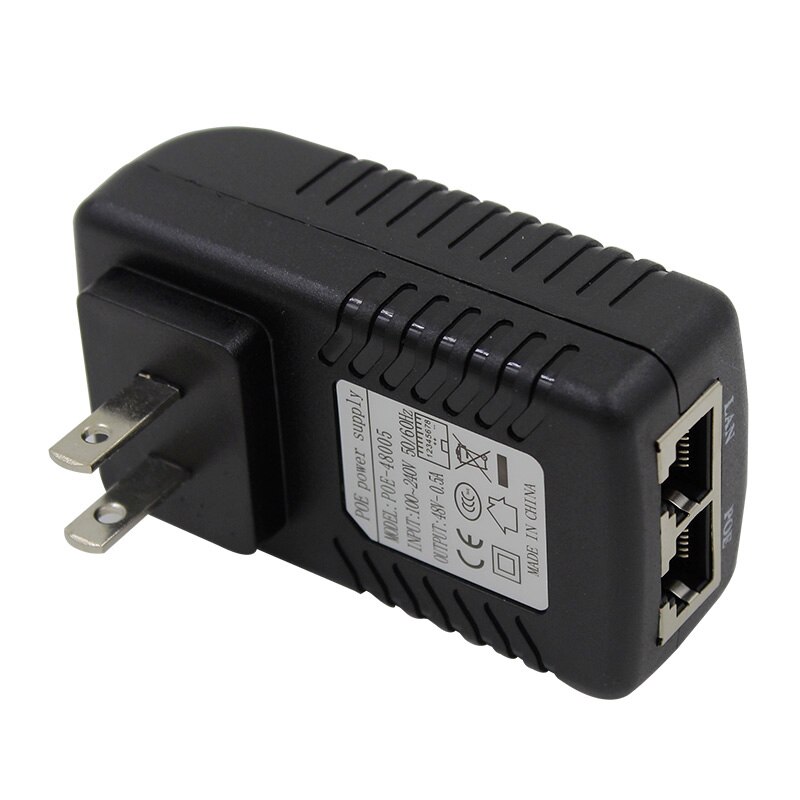 Poe injector 48v 0.5a para câmera ip ethernet cctv poe adaptador poe pino 4/5(+),7/8(-) compatível com ieee802.3af