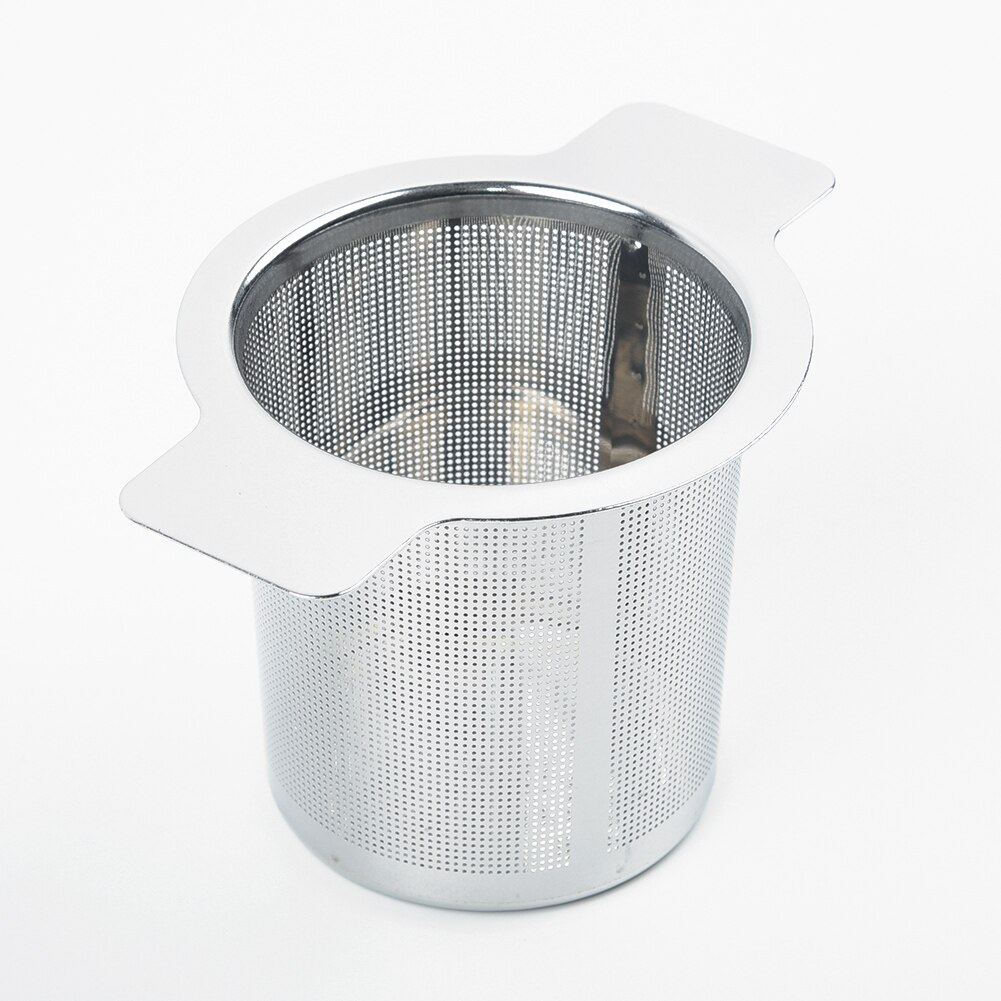 Kaffefilter te-si låg mesh rustfrit stål fint genanvendeligt med 2 håndtag