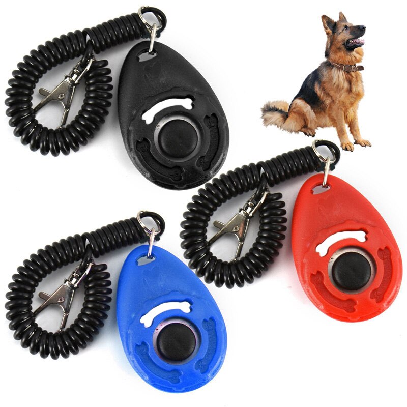 Clicker clic universel pour chien de compagnie | Bouton de chat, entraîneur d&#39;animaux, aide pour obéissance, clé sonore avec dragonne, couleur aléatoire