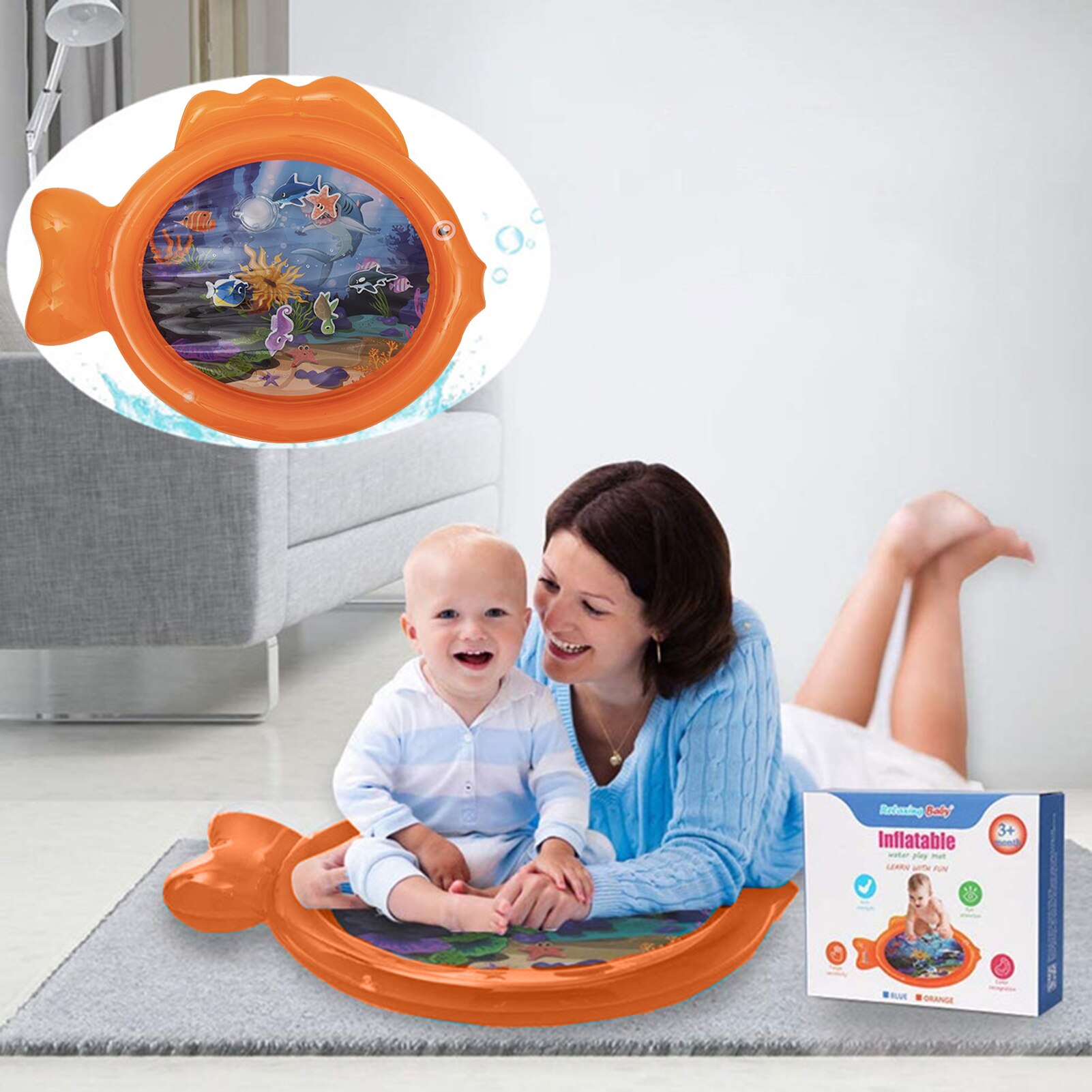 Baby Opblaasbaar Speelgoed, Baby Kruipen Mat, Opblaasbare Duurzaam Water Kussen, Leuke Baby Groei Water Kussen Speelgoed