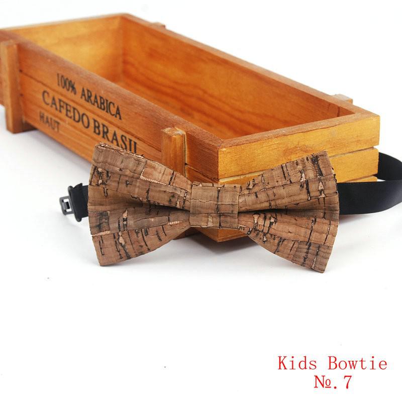 Brnad Neue freundlicher Kork Holz Bogen Krawatten freundlicher Neuheit Handarbeit Solide Krawatte für freundlicher Hochzeit Party verrotten Holz bowtie: Kinder-7