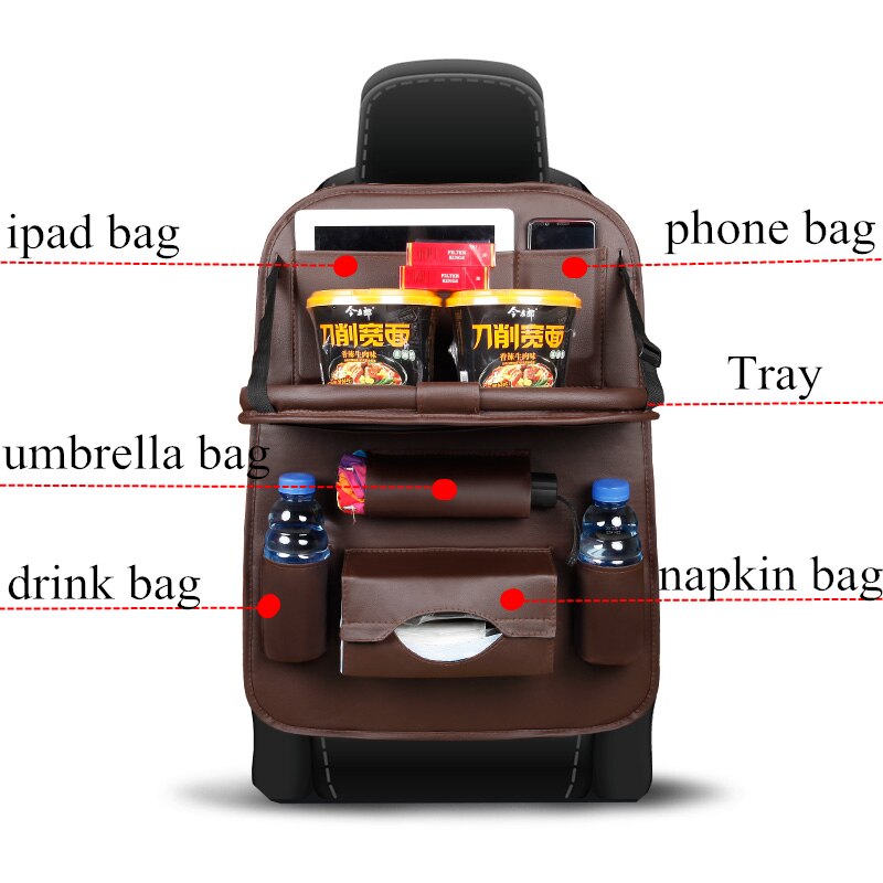 Nueva mochila para asiento de coche, organizador de mesa plegable, caja de almacenamiento para silla de bebé, caja de bolsillo, accesorios para automóviles