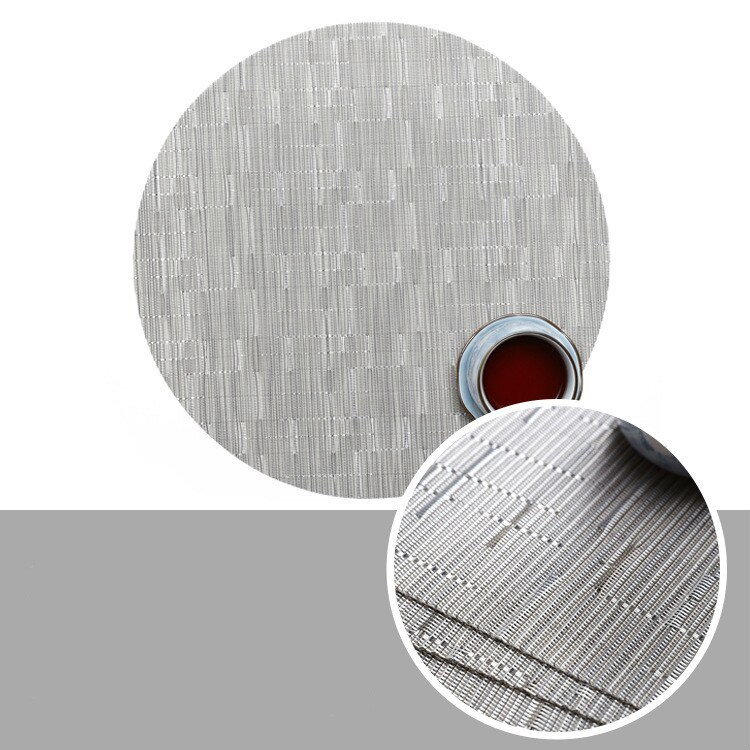 Keukenaccessoires plastic tafel placemats kom kerstmat beker onderzetters set rond geweven pvc isolatiemat pot koffie eetkamer: Weefmat 08