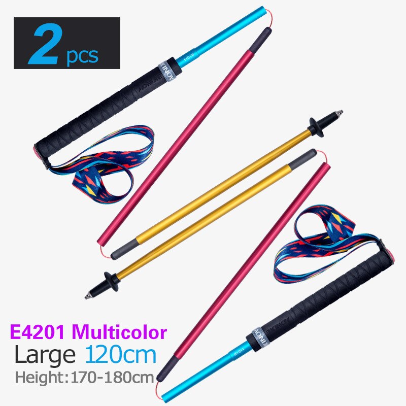 AONIJIE E4201 Z-Pole Folding Ultralight Quick Lock Trekking Poles Hiking Pole Race Running Walking Stick Carbon Fiber 2PCS: Rainbow 2 pcs 120cm