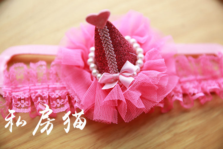 Hermoso sombrero para gato, accesorios para el pelo de mascotas, tocado para gato, sombrero de cumpleaños para mascota, corona de cumpleaños para gato: Rosa