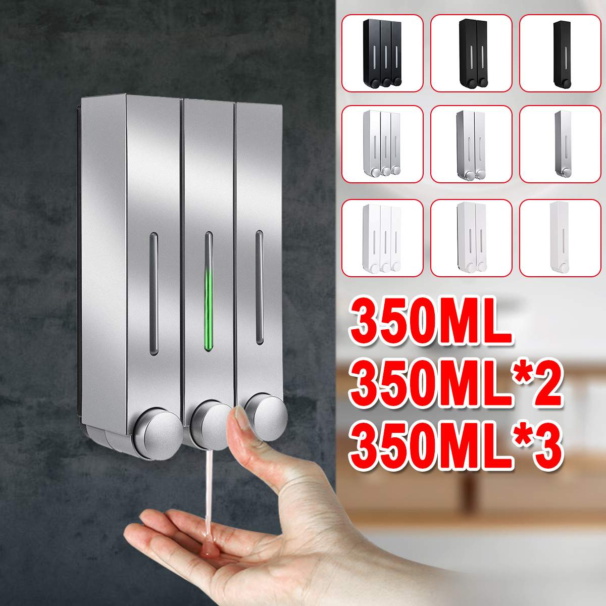 Single/Double 350ml Liquid Soap Dispenser Hand Touch Wall Mounted Liquid Soap Container Shower Bottle For Kitchen Bathroom Hotel