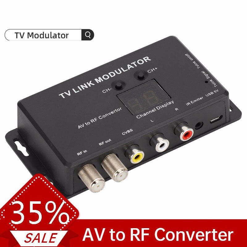 TM70 Uhf Tv Link Modulator Av Rf Converter Ir Extender Met 21 Kanaal Display Pal/Ntsc Optionele Plastic Zwart