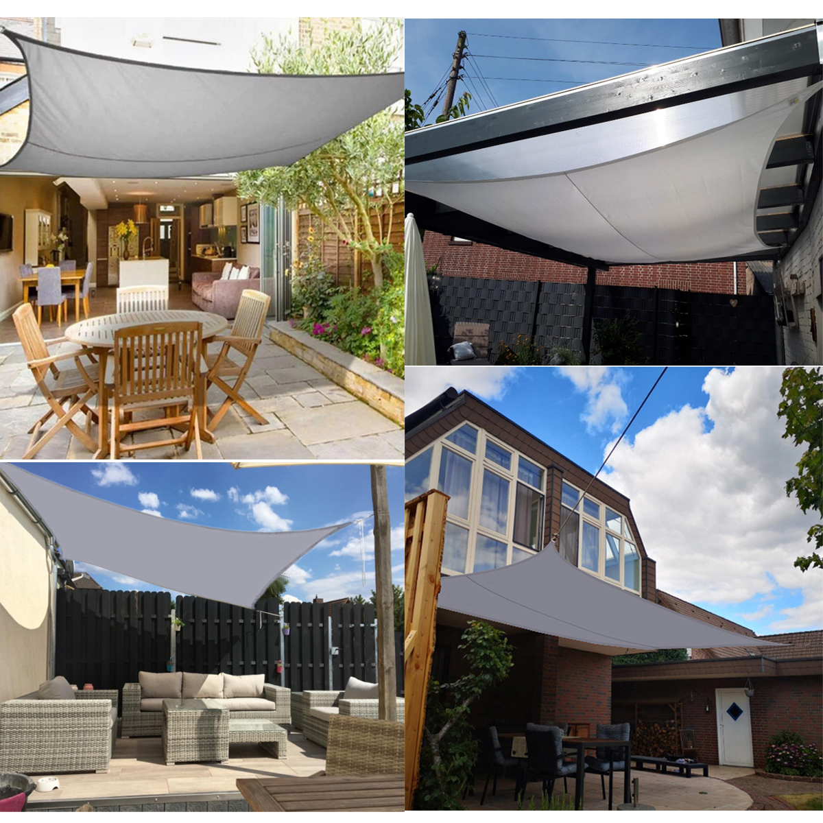 300D Grijs Alle Size Waterdichte Vierkante Rechthoek Driehoek Zon Zonnezeil Tuin Terras Luifel Zwemmen Schaduw Kamp Wandelen Yard Luifels