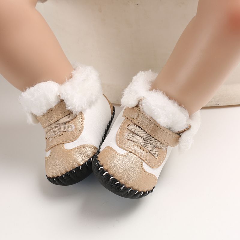 Pasgeboren Baby Meisjes Jongens Snowboots Winter Lederen Laarzen Baby Zachte Bodem Schoenen Baby PU Harige Warme Laarzen