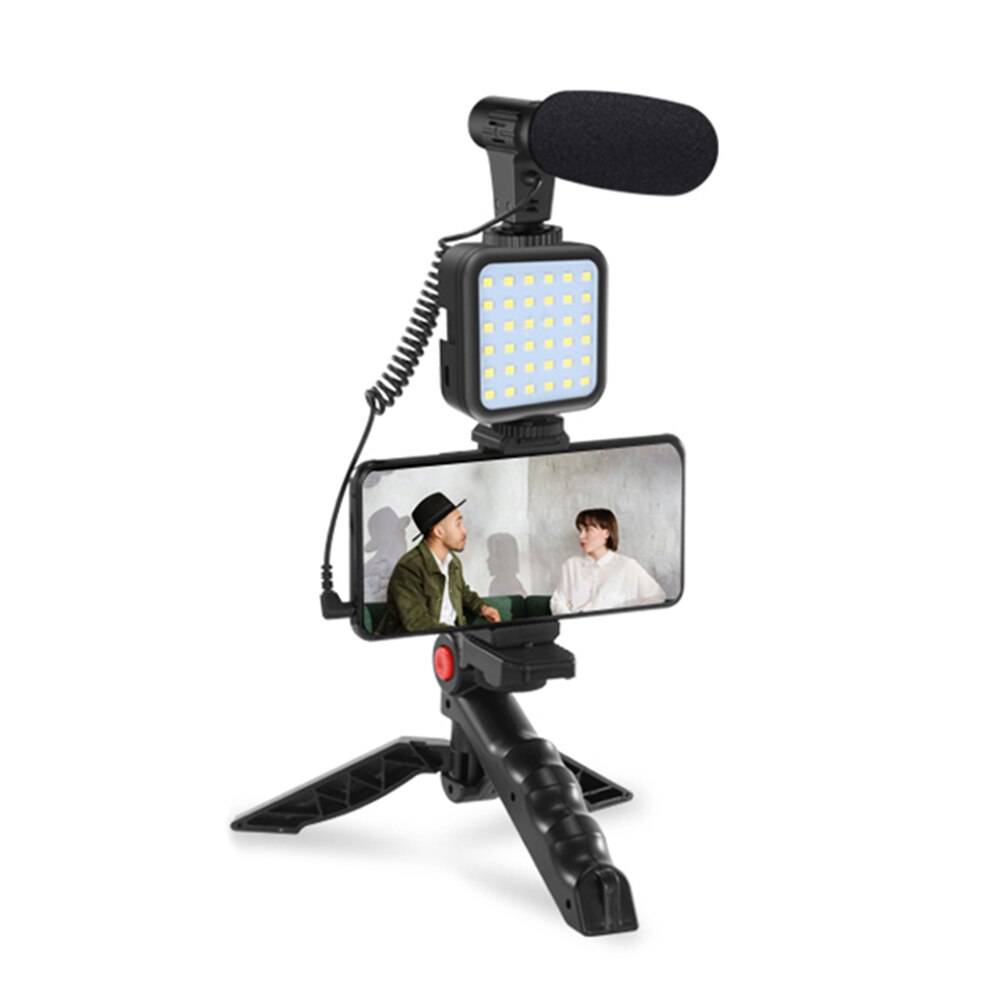 Smartphone &amp; Camera Vlogging Studio Kits Video Shooting Photography Suit with Microphone LED Fill Light Mini Tripod: Default Title