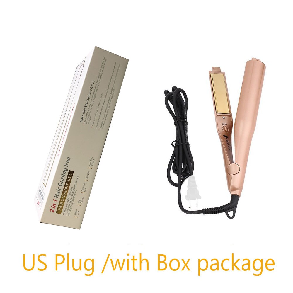 Hair Curler Gold 2 in 1 Straightening Iron Hair Curler Curling Iron Salon Hair Curling