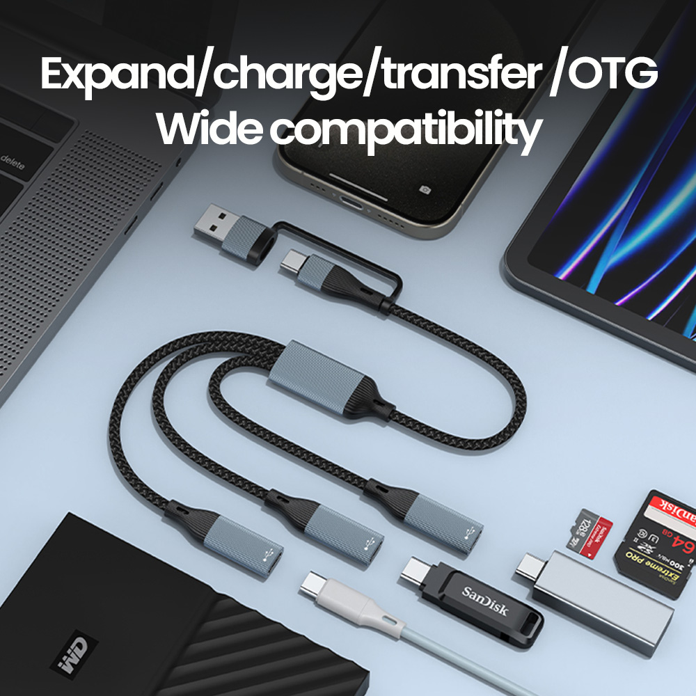 USB Type C HUB Meerdere splitteradapter OTG-gegevensoverdracht 3/2 poort USB Power Oplaadhub Kabelconnectoradapter