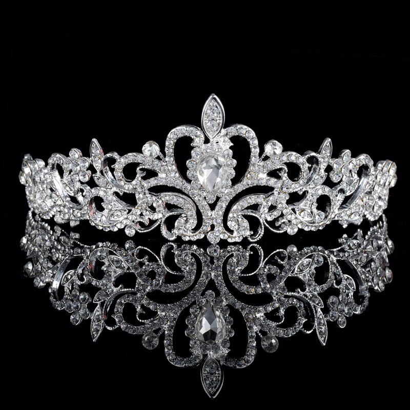 Ensembles de bijoux de mariée en cristal noble, ensemble de bijoux de mariage plaqué argent, collier diadème, boucles d'oreilles pour mariées, accessoires pour cheveux: 1 couronne