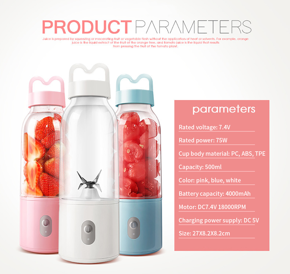 Portable Rechargeable /electric Blender Juicer Mixer Blenders Fruit Extractor Food Usb Maker Smoothie 9s Quick Juice Blender