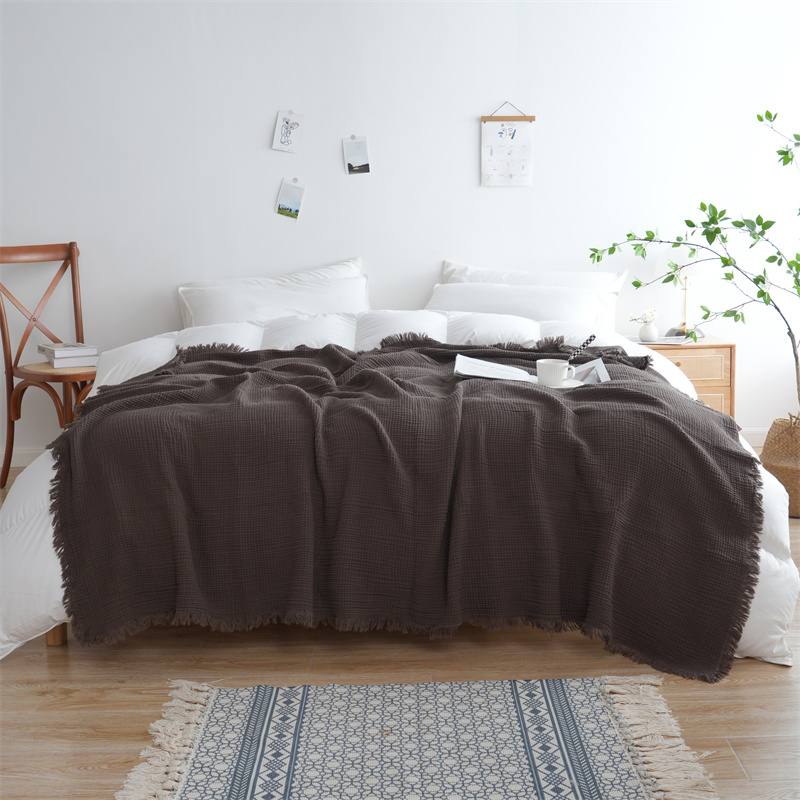 Decke aus 100 % Baumwolle, garngefärbt, Schal, Quasten-Stil, karierte Jacquard-Decken, hautfreundliches Bettwäsche, hochwertiges , Cobertor: 100x150cm / verrotten
