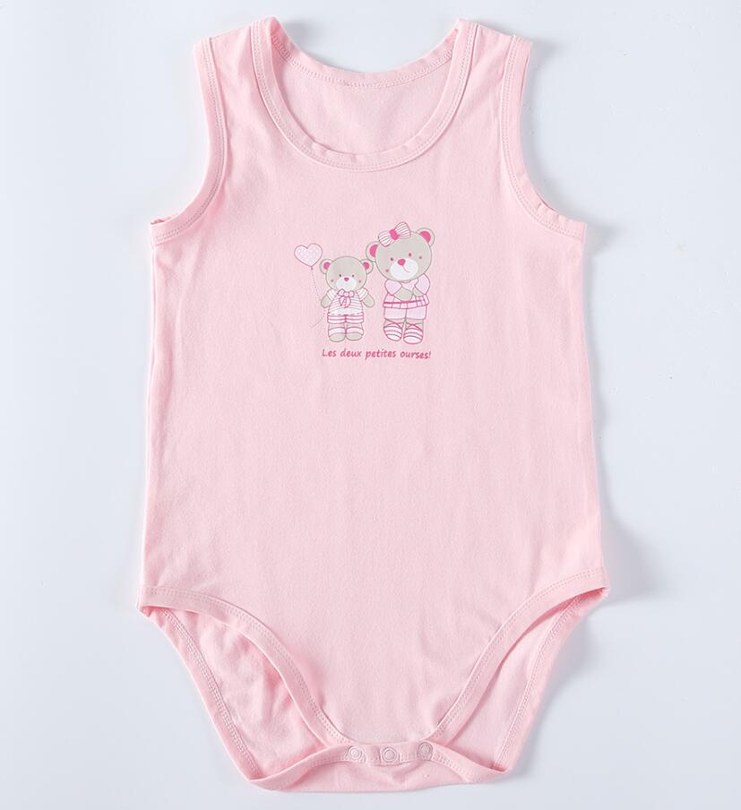 Kinderen kleding bodysuit vestidos jongens en meisjes kleding pyjama kinderen zomer mouwloos katoenen jumpsuit strepen multi-kleuren: pink / 3T