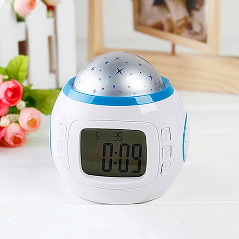 Muziek sterrenhemel projectie digitale led wekker kalender thermometer despertador voor kinderen: Default Title