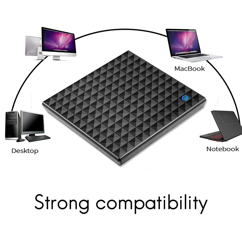 USB 3.0 External DVD Drive Portable Slim Optical Burner CD/DVD Player MAC OS Windows XP 7 8 Laptop PC