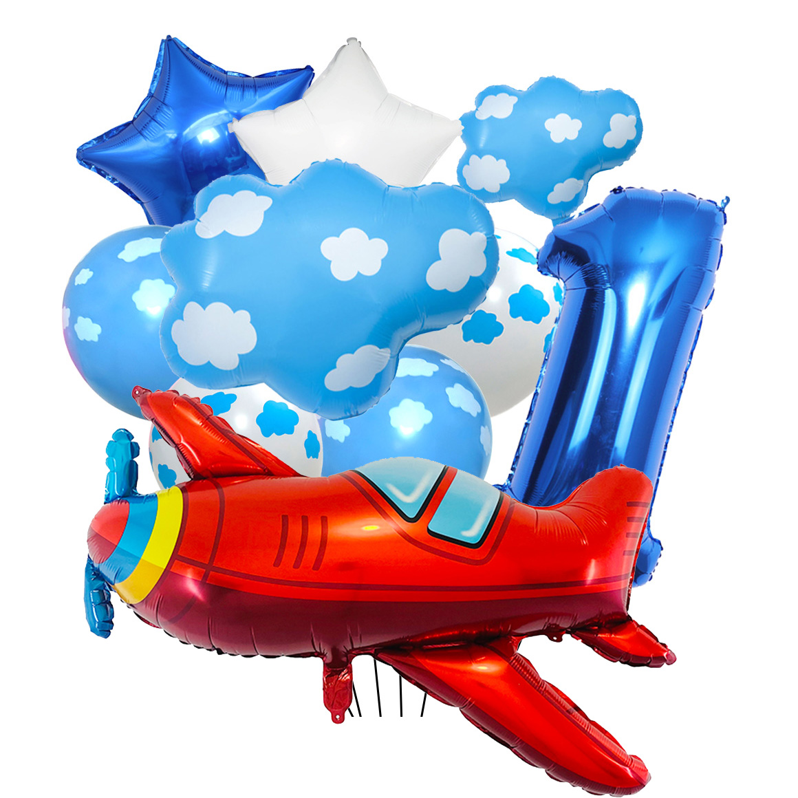 Juego de globos de avión para decoración de de cumpleaños, globo con números azules de 32 pulgadas, globo de nube, suministros para de avión: Color zafiro profundo